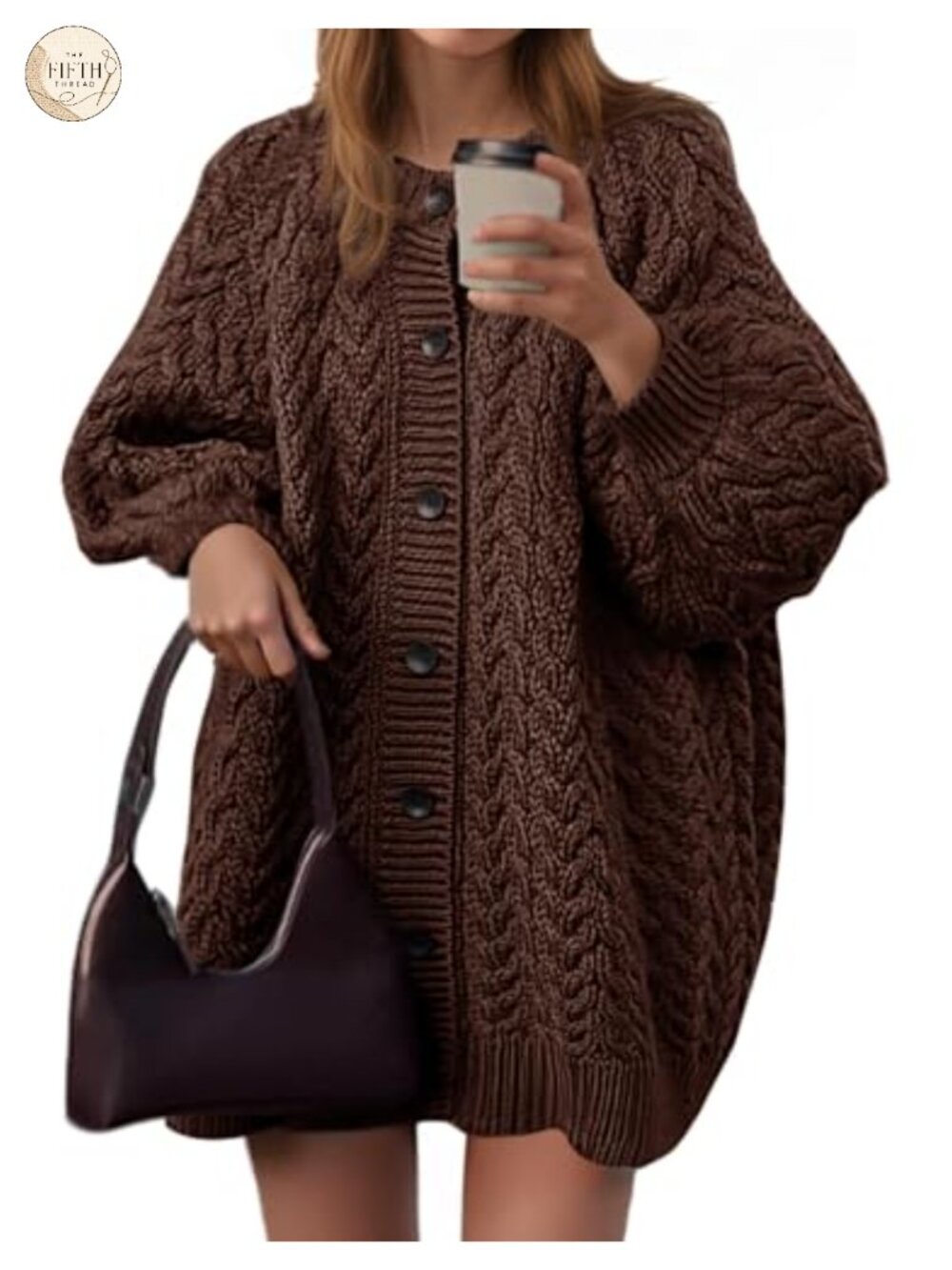 Oversized Cable Knit Cardigan Women Chunky Button Down Sweater